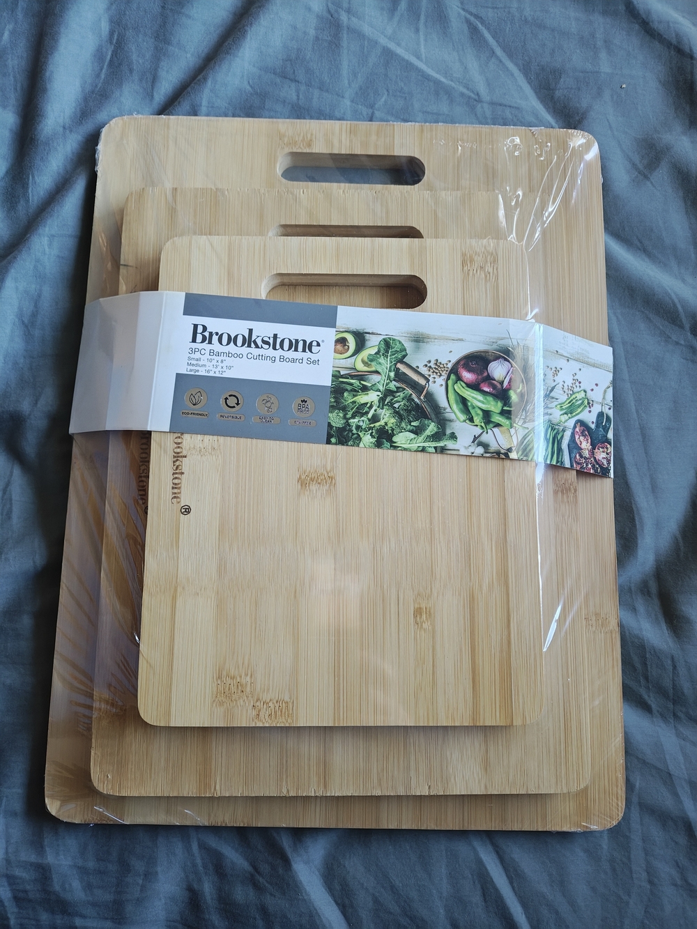 Brookstone Bamboo 3-Piece Cutting Board Set - Natural Wood
